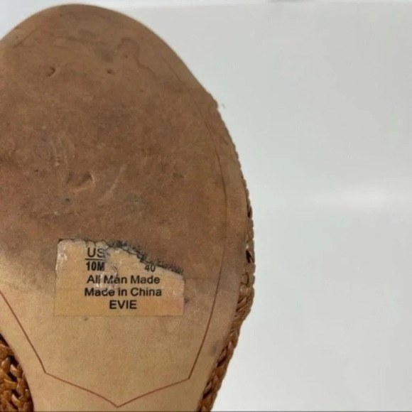 Sam Edelman Brown Woven Evie Block Heel Peep Toe Bootie Sandals Size 10 - Picture 10 of 10